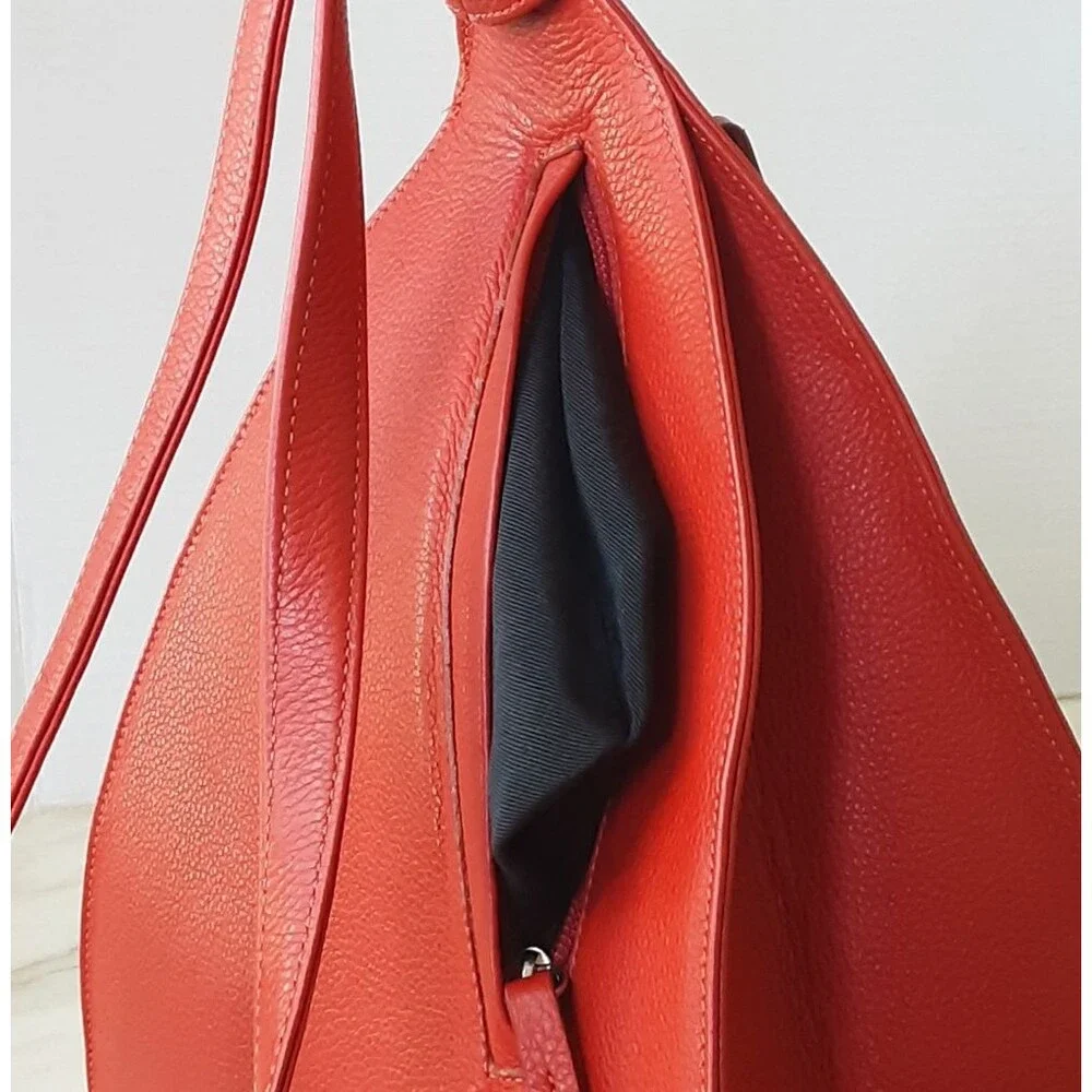 CASA LOPEZ The Cartera Minna Orange Genuine Leather Sling Backpack